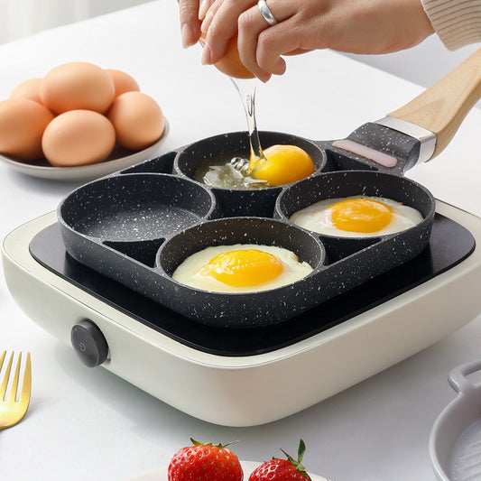 Korean four-hole non-stick small flat omelette dumpling pot breakfast cake pot egg hamburger mold household omelette artifact