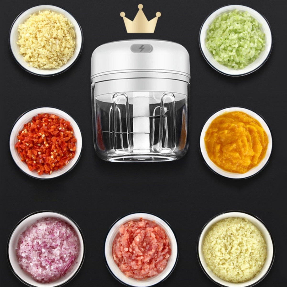 Mini Processador Elétrico de Alimentos Portátil com  lâminas de aço inox USB 250 ml Bivolt Enviar cor aleatória