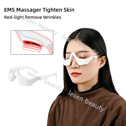EMS Micro Current Eye Beauty Device with Red Light Therapy - Mini Under Eye Massager for Anti Aging Eye Care